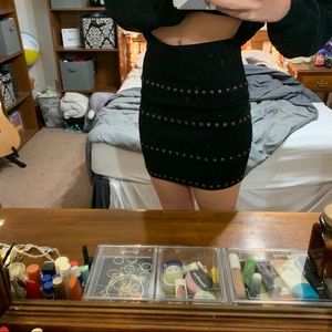 Black Fitted Skirt with Gold Gems